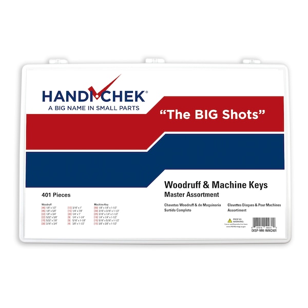 Handi-Chek Key Stock and Machine Keys Assortment Key Stock Assortment, Square End, Carbon Steel, Plain DISP-MK-WKC401 - main